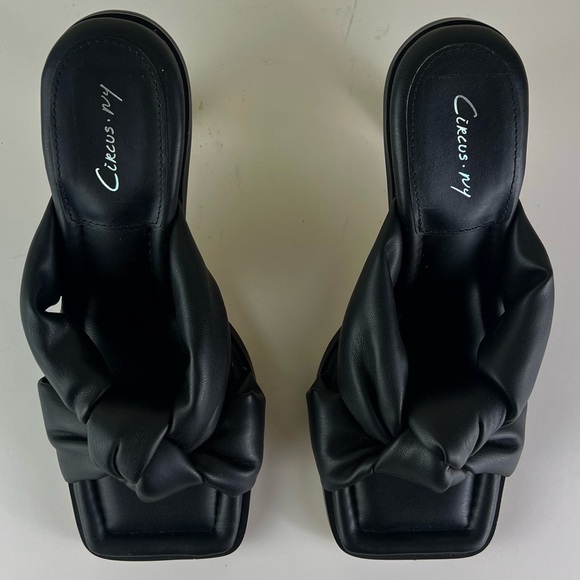 NEW CIRCUS SAM EDELMAN BLACK FAUX LEATHER SANDALS - Picture 11 of 12